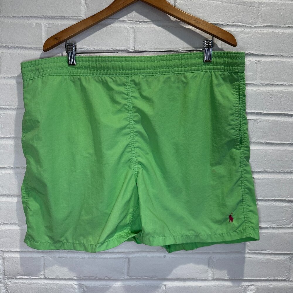 Polo Ralph Lauren 80's Style Swim Trunks Board Shorts Lime Green Men's Large